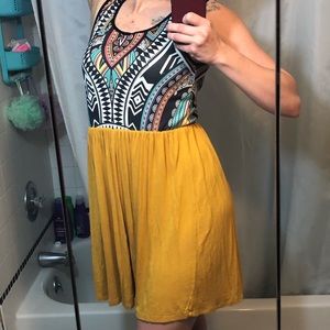 Sun & Moon Yellow/Multicolor Aztec Print Dress